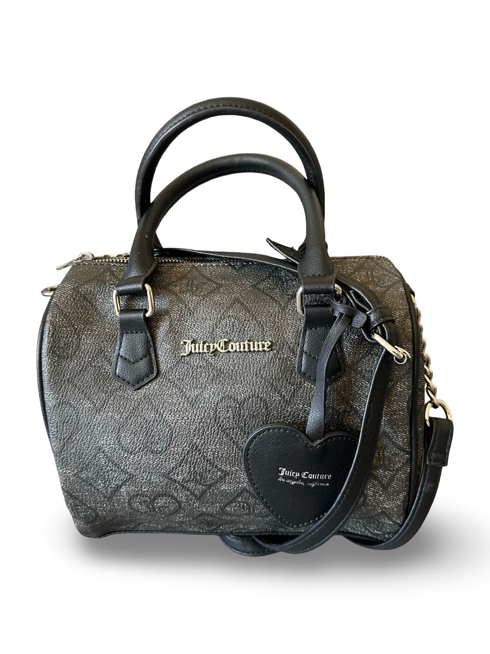 Juicy Couture Black Satchel with Heart Charm Accent